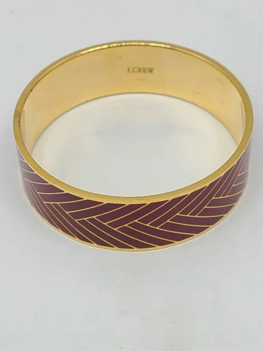 J Crew Red Gold Enamel Gold Tone Bangle Bracelet
